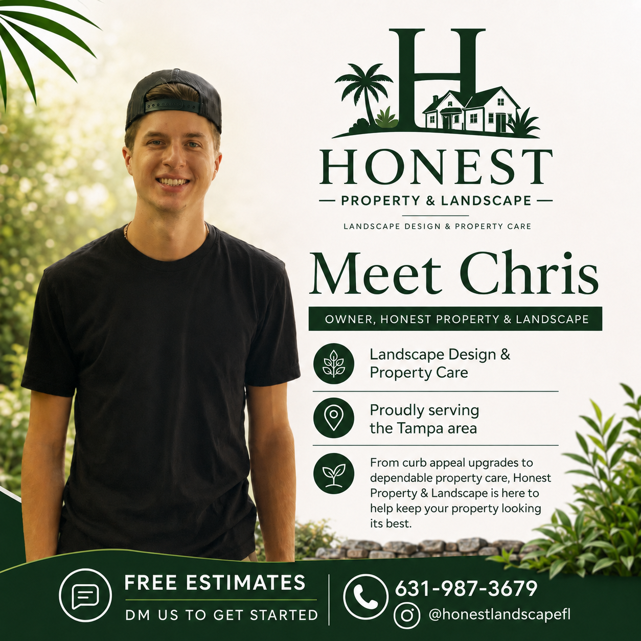 Honest Property & Landscape crew working on a Tampa Bay landscaping project